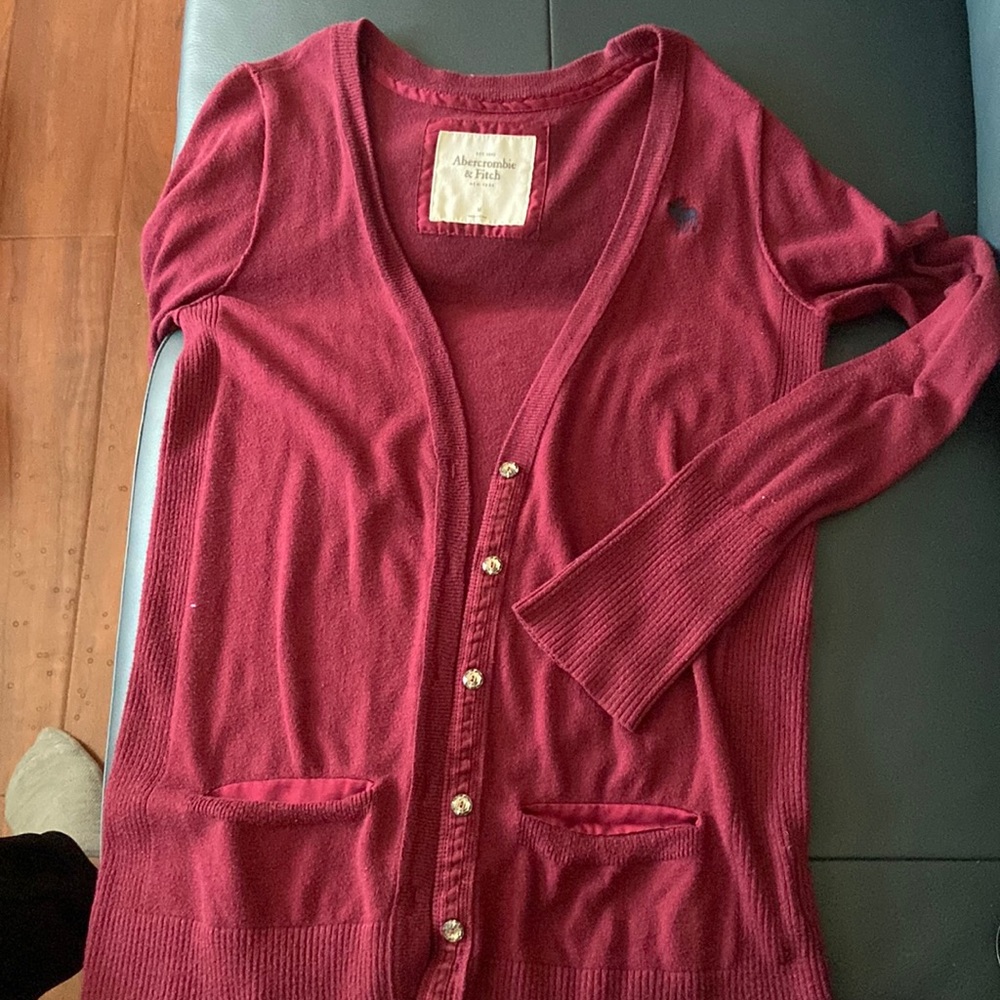 Abercrombie & Fitch Maroon Cardigan with Jewel Buttons